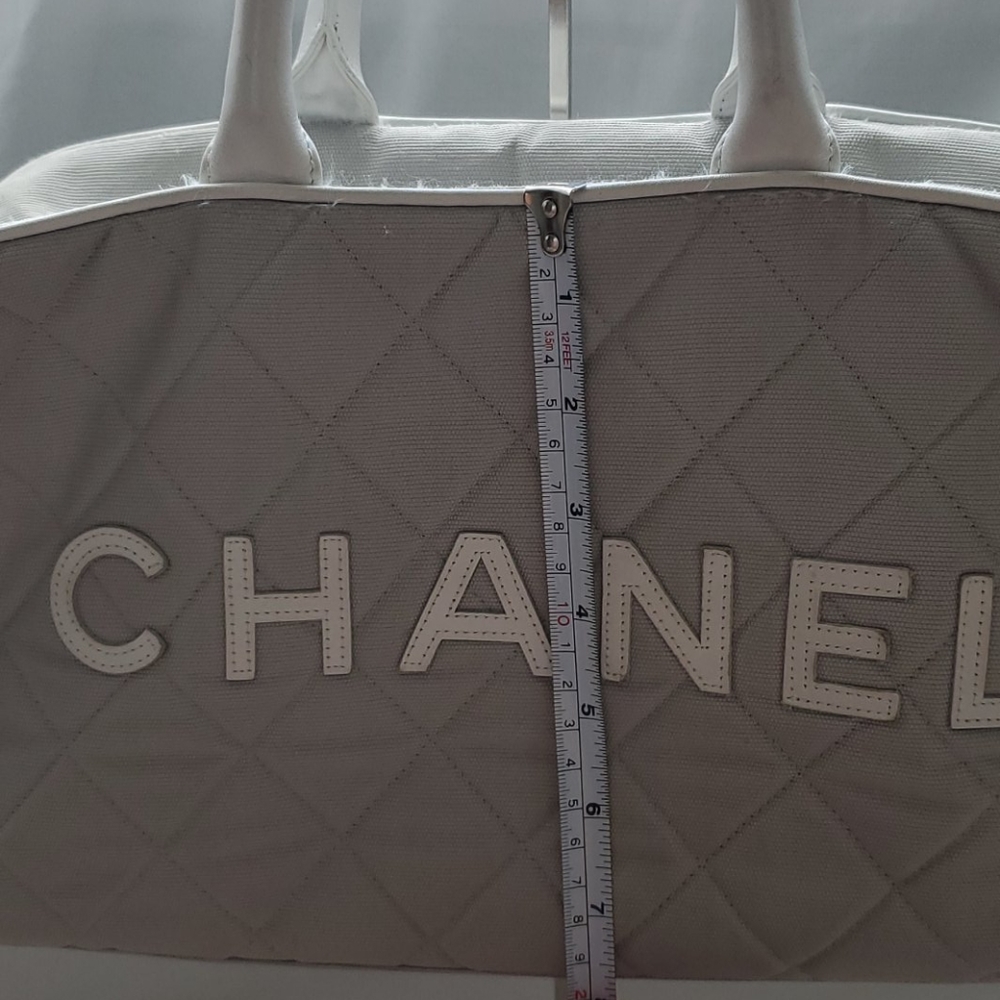 AUTH CHANEL bowling canvas tote tennis sport - Picture 9 of 12